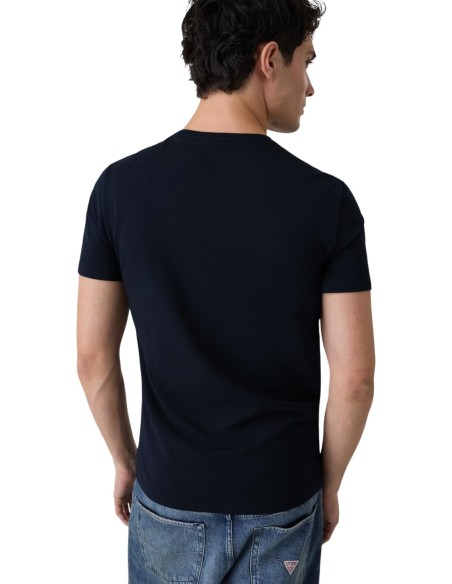 Guess t-shirt bleu homme coton stretch | choixmode.fr
