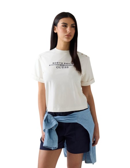 Guess t-shirt blanc femme logo | choixmode.fr