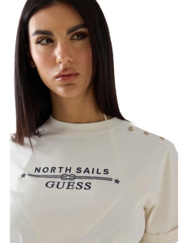 Guess t-shirt blanc femme logo | choixmode.fr