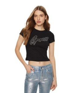 Guess t-shirt noir femme logo imprimé | choixmode.fr