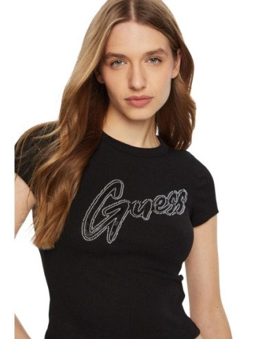 Guess t-shirt noir femme logo imprimé | choixmode.fr