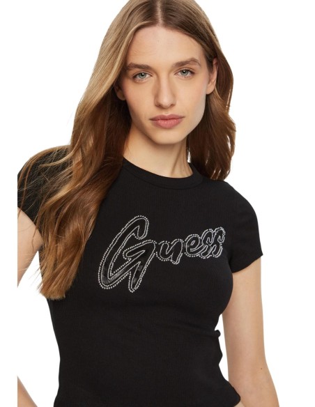 Guess t-shirt noir femme logo imprimé | choixmode.fr