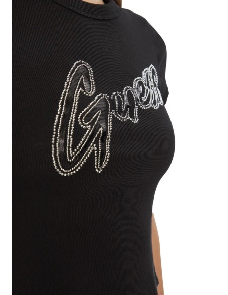 Guess t-shirt noir femme logo imprimé | choixmode.fr