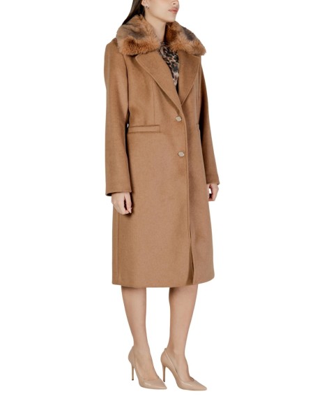 Guess manteau beige femme col fourrure | choixmode.fr