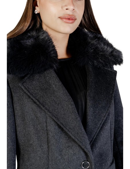 Guess manteau gris femme col fourrure | choixmode.fr