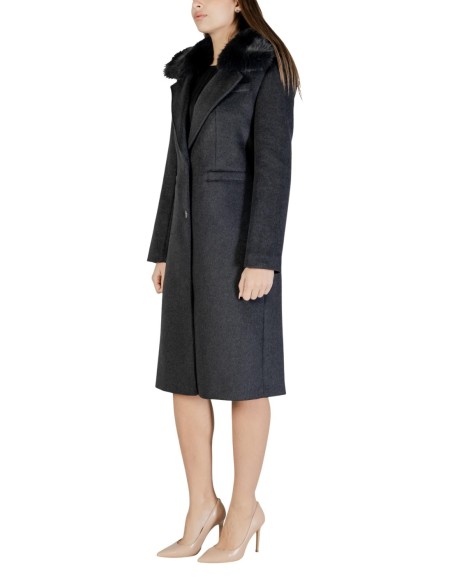Guess manteau gris femme col fourrure | choixmode.fr