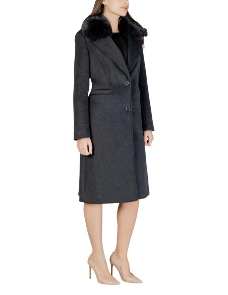 Guess manteau gris femme col fourrure | choixmode.fr