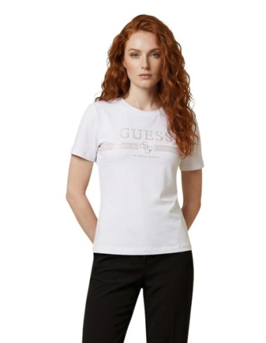 Guess t-shirt blanc femme imprimé  | choixmode.fr