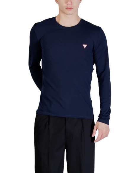 Guess t-shirt bleu homme manches longues confortable | choixmode.fr