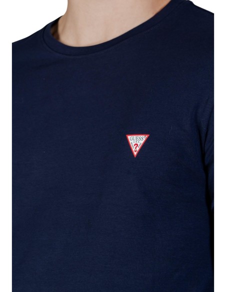 Guess t-shirt bleu homme manches longues confortable | choixmode.fr