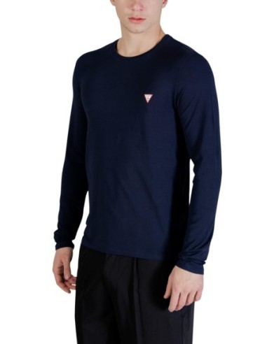 Guess t-shirt bleu homme manches longues confortable | choixmode.fr