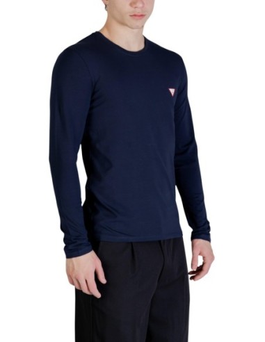 Guess t-shirt bleu homme manches longues confortable | choixmode.fr