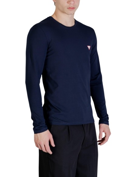 Guess t-shirt bleu homme manches longues confortable | choixmode.fr