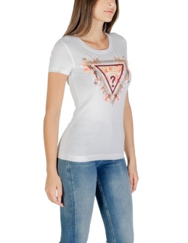 Guess t-shirt blanc femme imprimé moderne | choixmode.fr