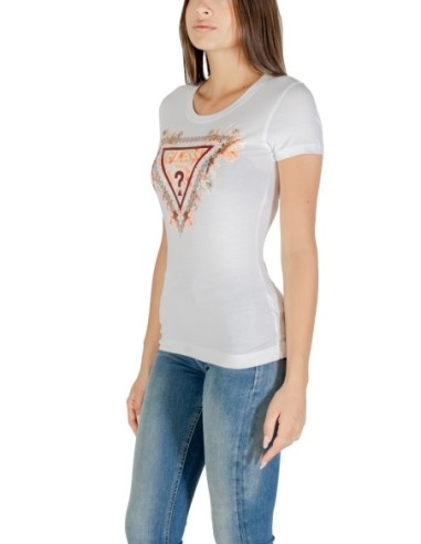 Guess t-shirt blanc femme imprimé moderne | choixmode.fr