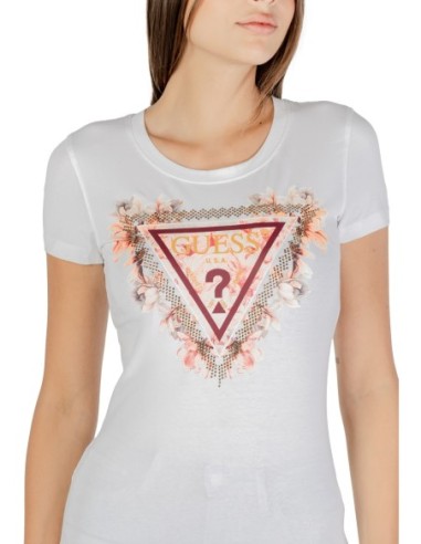 Guess t-shirt blanc femme imprimé moderne | choixmode.fr