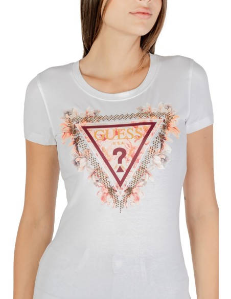 Guess t-shirt blanc femme imprimé moderne | choixmode.fr