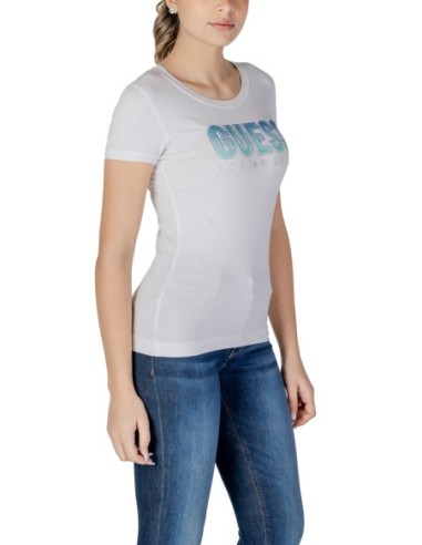 Guess t-shirt blanc femme imprimé strass | choixmode.fr