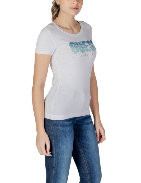 Guess t-shirt blanc femme imprimé strass | choixmode.fr