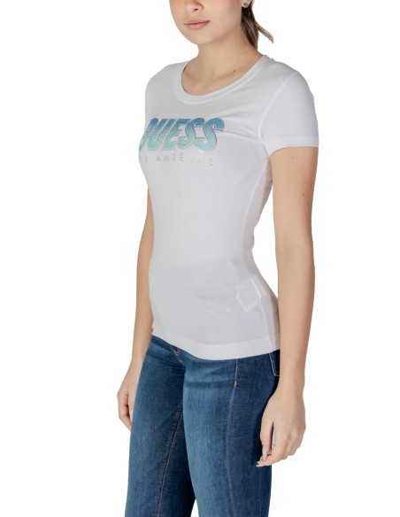 Guess t-shirt blanc femme imprimé strass | choixmode.fr