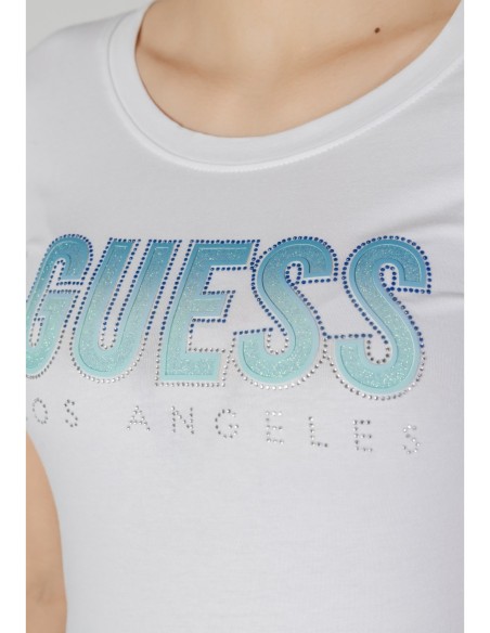 Guess t-shirt blanc femme imprimé strass | choixmode.fr