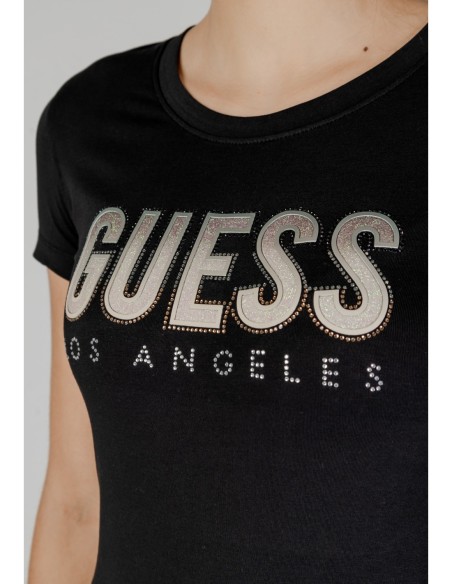 Guess t-shirt noir femme imprimé strass | choixmode.fr