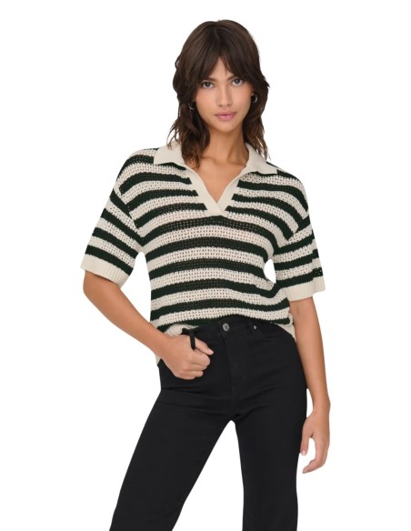 Jacqueline De Yong Pull Polo Femme Noir Rayé| choixmode.fr