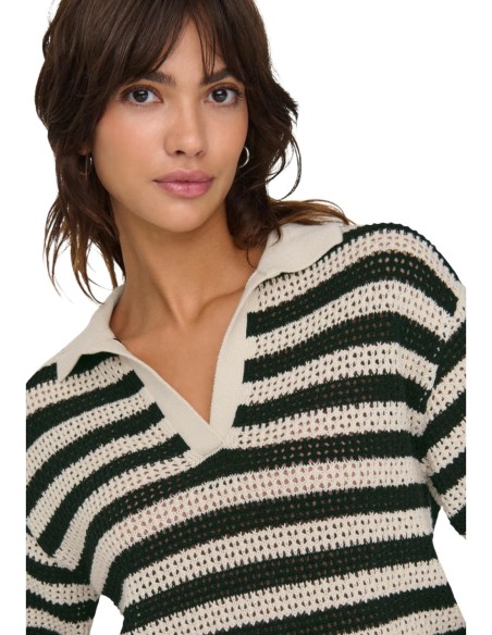 Jacqueline De Yong Pull Polo Femme Noir Rayé| choixmode.fr