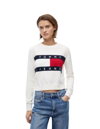 Tommy Hilfiger Jeans Sweat Femme Blanc Bio| choixmode.fr
