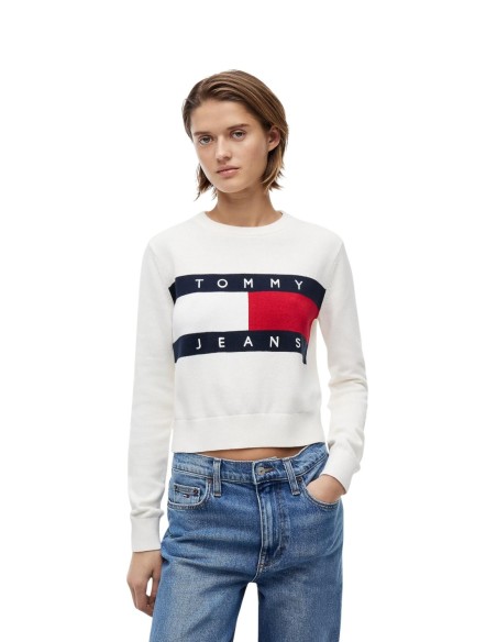 Tommy Hilfiger Jeans Sweat Femme Blanc Bio| choixmode.fr