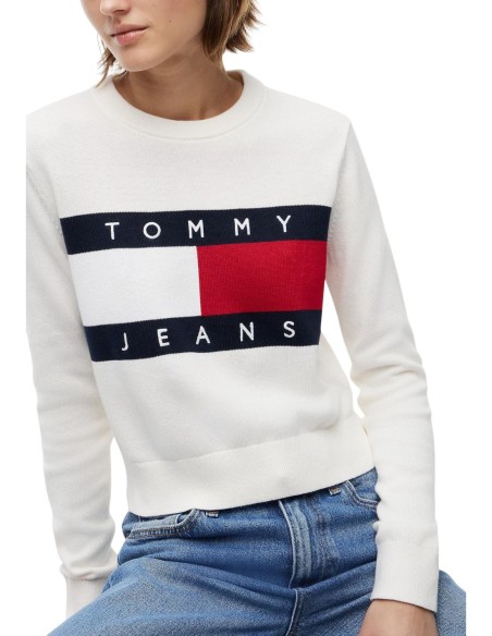 Tommy Hilfiger Jeans Sweat Femme Blanc Bio| choixmode.fr