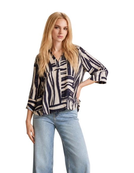 Jacqueline De Yong Top Femme Bleu Col Mao| choixmode.fr