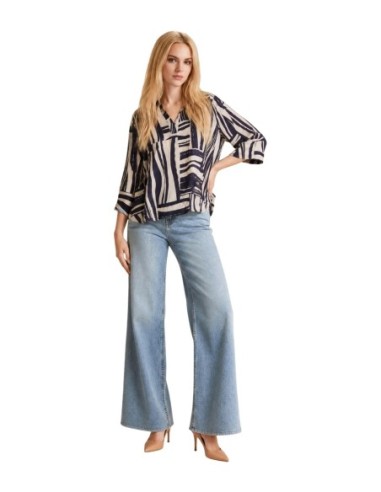 Jacqueline De Yong Top Femme Bleu Col Mao| choixmode.fr