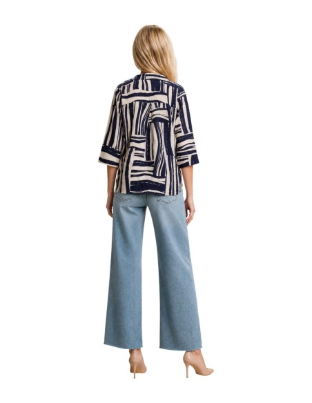 Jacqueline De Yong Top Femme Bleu Col Mao| choixmode.fr