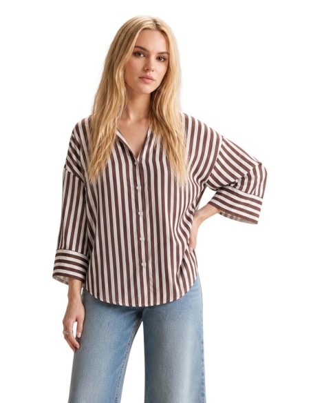 Jacqueline De Yong Chemise Femme Marron Rayée| choixmode.fr