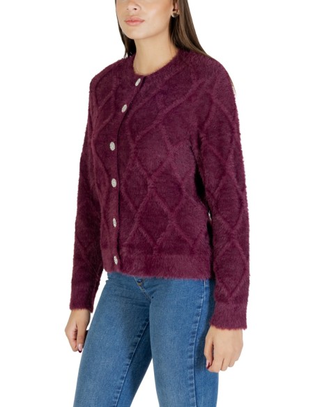 Jacqueline De Yong Cardigan Femme Bordeaux Boutonné| choixmode.fr
