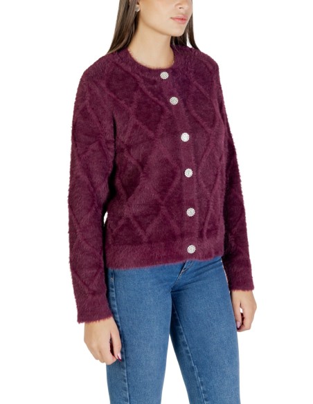 Jacqueline De Yong Cardigan Femme Bordeaux Boutonné| choixmode.fr