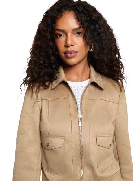Morgan De Toi Veste Femme Beige Zippée Élégante| choixmode.fr