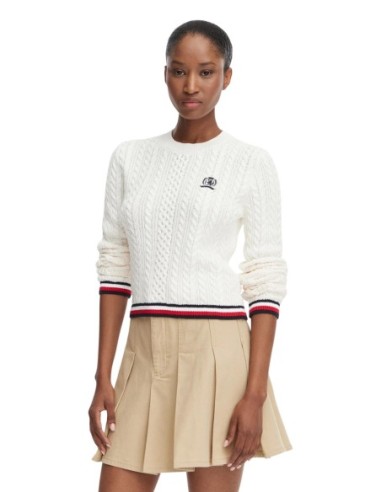 Tommy Hilfiger Jeans Pull Femme Blanc Coton Bio| choixmode.fr