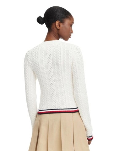 Tommy Hilfiger Jeans Pull Femme Blanc Coton Bio| choixmode.fr