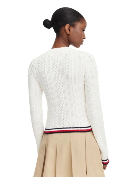Tommy Hilfiger Jeans Pull Femme Blanc Coton Bio| choixmode.fr