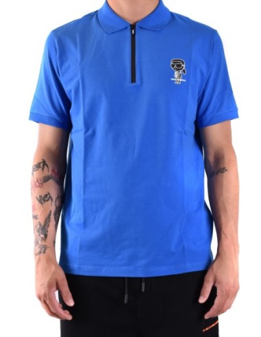 Karl Lagerfeld Polo Homme Bleu Fermeture Zippée| choixmode.fr