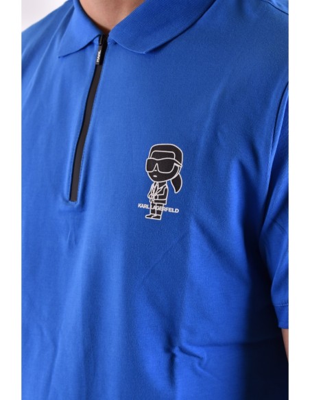 Karl Lagerfeld Polo Homme Bleu Fermeture Zippée| choixmode.fr