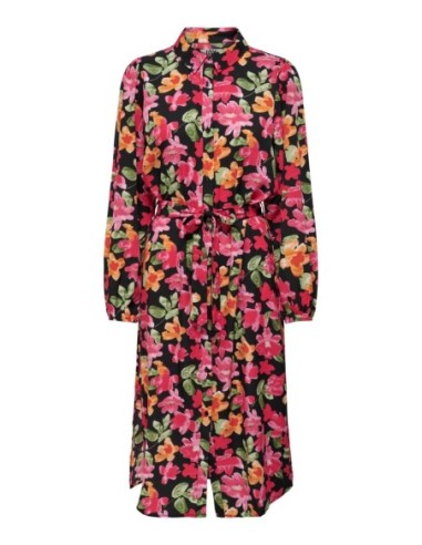Jacqueline De Yong Robe Femme Noire Florale Boutonnée| choixmode.fr