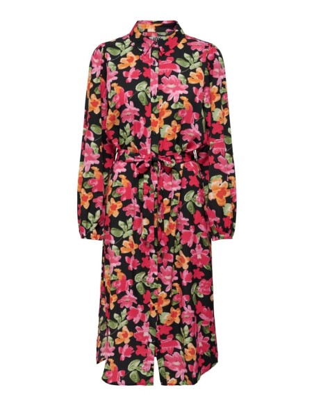 Jacqueline De Yong Robe Femme Noire Florale Boutonnée| choixmode.fr