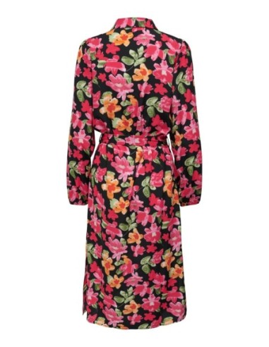 Jacqueline De Yong Robe Femme Noire Florale Boutonnée| choixmode.fr