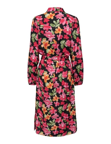 Jacqueline De Yong Robe Femme Noire Florale Boutonnée| choixmode.fr