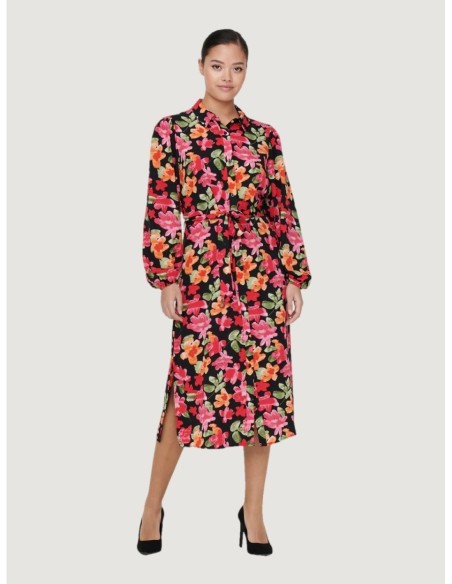 Jacqueline De Yong Robe Femme Noire Florale Boutonnée| choixmode.fr