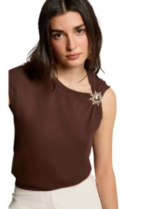 Morgan De Toi Pull Femme Marron Sans Manches| choixmode.fr