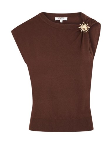 Morgan De Toi Pull Femme Marron Sans Manches| choixmode.fr
